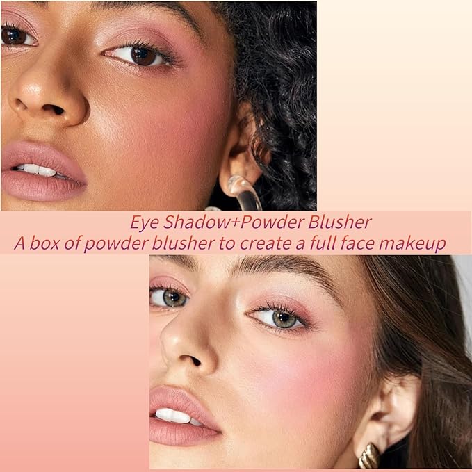 Baked Blush Powder, Natural Glow Blush Palette for Cheeks, Contour Brighten Highlight Face for a Shimmery or Matte Finish, Lightweight Blendable, Long Lasting Face Makeup #01-VivaGrace Women