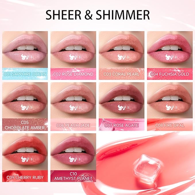 Catkin Lip Plumper Gloss, Tinted Lip Serum with Hyaluronic Acid & Jojoba Oil, Non-sticky Volumizing Hydrating Formula for a High Shine Maximum 3D Look, Plump & Soft Lips 0.12 Fl Oz - C07 Rose Agate-VivaGrace Women