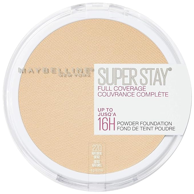 Maybelline Super Stay Full Coverage Powder Foundation Makeup, Up to 16 Hour Wear, Soft, Creamy Matte Foundation, Natural Beige, 1 Count-VivaGrace Women