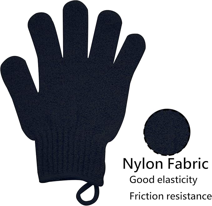 Exfoliating Glove with Hanging Loop - Bath Gloves 1 Pair Shower Gloves, Heavy Exfoliating Gloves for Men and Women Shower Gloves Body Wash Makes Skin Soft Healthy Body Exfoliating Gloves 1 Pair Black-VivaGrace Women