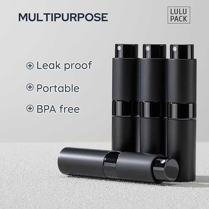 Travel Perfume Bottle Refillable - Cologne Spray Atomizer Mini - Small Travel Size Sprayer Empty for Refill Sample Container - Portable Fragrance Decant Dispenser for Men Women 8ml 4PCS Black-VivaGrace Women