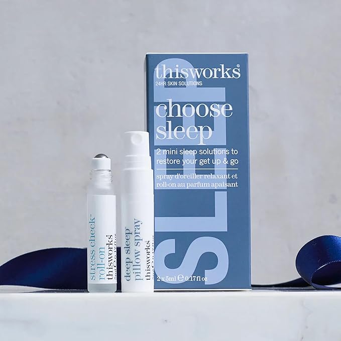 thisworks Choose Sleep Travel Kit, The Deep Sleep Pillow Mini Spray and Aromatherapeutic Roller Ball Infused with Eucalyptus, Frankincense & Lavender Essential Oils, 2x5ml-VivaGrace Women