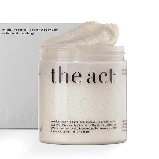 Exfoliating Body Scrub with Sea Salt & Coconut - Nourishing Restores Cleanser Body Balm - Home Spa Care, Vegan, Organic (10.58 Oz, Coconut)-VivaGrace Women