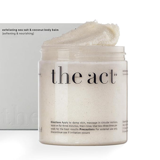 Exfoliating Body Scrub with Sea Salt & Coconut - Nourishing Restores Cleanser Body Balm - Home Spa Care, Vegan, Organic (10.58 Oz, Coconut)-VivaGrace Women