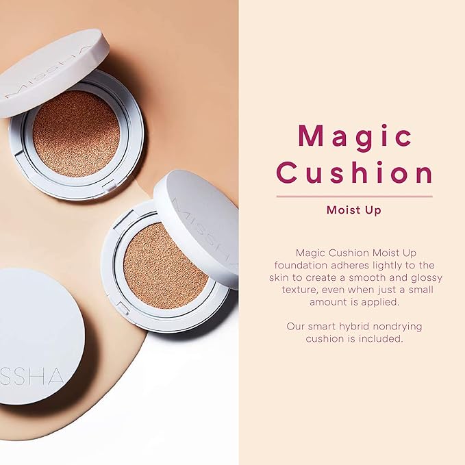 Missha Magic Cushion Moist Up No. 23 Natural Beige for light with neutral skin tone, Hydrating 3-in-1 Moisture Korean Cushion Foundation, Long-lasting, High Coverage, for All Skin Types-VivaGrace Women