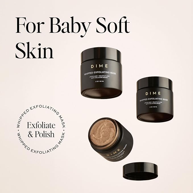 DIME Beauty Whipped Exfoliating Mask, Face Scrub and Cleanser, Lactic Acid and Salicylic Acid Scrub, 2 oz / 60 ml-VivaGrace Women
