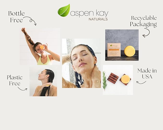 Aspen Kay Naturals Conditioner Bar, Lemongrass, 2.3 Ounce. Made With Natural & Organic Ingredients, All Hair Types including frizzy hair, Sulfate-Free, Cruelty-Free & Vegan-VivaGrace Women