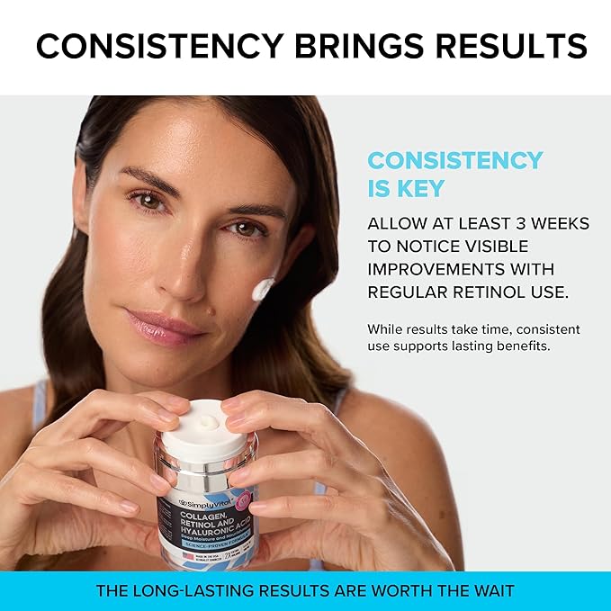 SimplyVital Collagen, Retinol & Hyaluronic Acid Cream - Anti-Aging Retinol Cream for Face, Neck & Décolleté - Made in USA - Daily Moisturizer Face Cream - 3.38 fl oz-VivaGrace Women