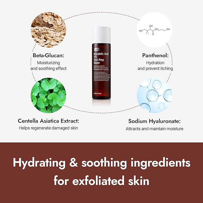 BY WISHTREND Mandelic Acid 5% Skin prep Water, Gentle Skin Renewal, Korean Exfoliator, Aha Bha Toner, for Sensitive Skin, Helping clogged pores, Glow up (4.1 Fl Oz (Pack of 1))-VivaGrace Women