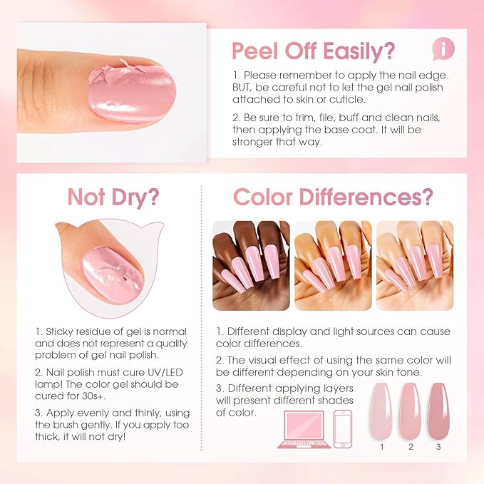 ROSALIND Jelly Gel Polish Set with Matte and Glitter Gel Top Coat, 6 Translucent Colors Neutral Sheer Milky White Nude Pink base Gel Nail Polish set Nail Art DIY at Home