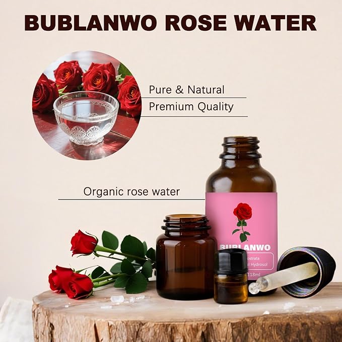 Organic Rose Water Toner Spray for Face, Skin Care, Soaps, Skin Hydration, Bath Facial Mist Toner 118 ml-VivaGrace Women