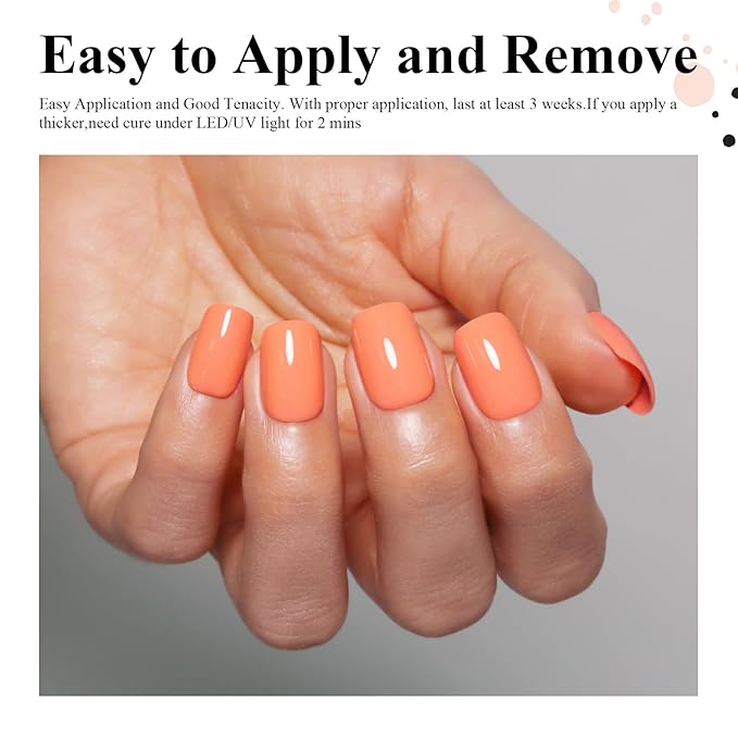 Imtiti Coral Orange Gel Nail Polish, 15ml Neon Orange Color Gel Polish Soak Off LED Nail Polish Nail Art Design Manicure Salon DIY at Home
