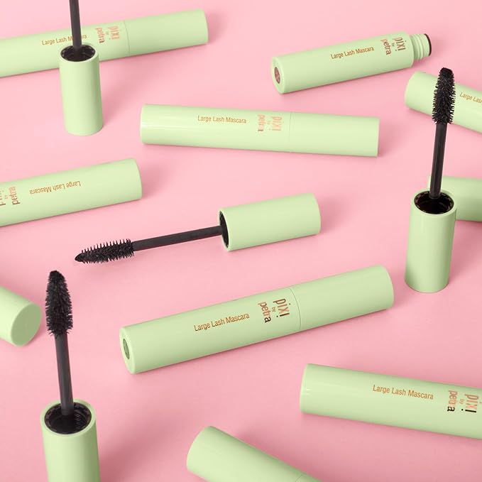 Pixi Beauty Large Lash Mascara - Bold Black 12ml | Intensely Volumizing Mascara | Buildable Formula | Lengthen and Plump Lashes | 0.4 Fl Oz