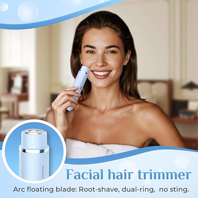2025 New 2-in-1 Electric Bikini Trimmer for Women - Dual Head Electric Razor,Waterproof Painless Bikini Shaver, Pubic Hair Trimmer for Private Area & Body Hair, Blue-VivaGrace Women