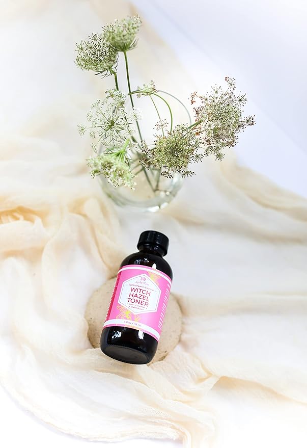 Witch Hazel Alcohol Free Toner by Leven Rose, 100% Pure Organic Facial Rose Water with Rose Petals, Calendula, Cucumber, and Chamomile Flower 4 oz-VivaGrace Women