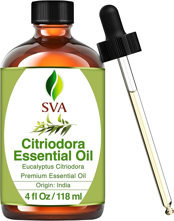 SVA Lemon Eucalyptus Essential Oil – 4 Fl Oz – 100% Natural Citriodora Oil - for Diffuser, Hair Care, Face, Skin Care, Aromatherapy, Scalp and Body Massage, Soap and Candle Making – with Dropper-VivaGrace Women