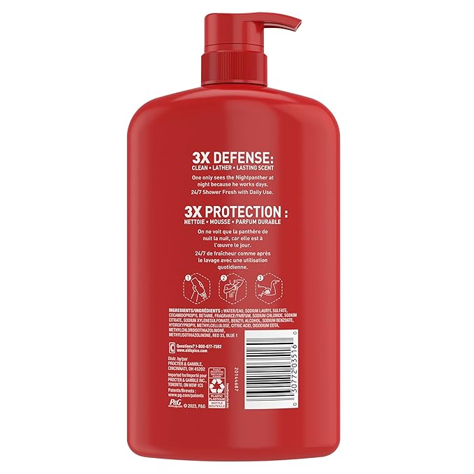 Old Spice Body Wash for Men, 3X Defense, 24/7 Shower Fresh with Long Lasting Lather, NightPanther Scent, 33.4 fl oz (Pack of 4)-VivaGrace Women