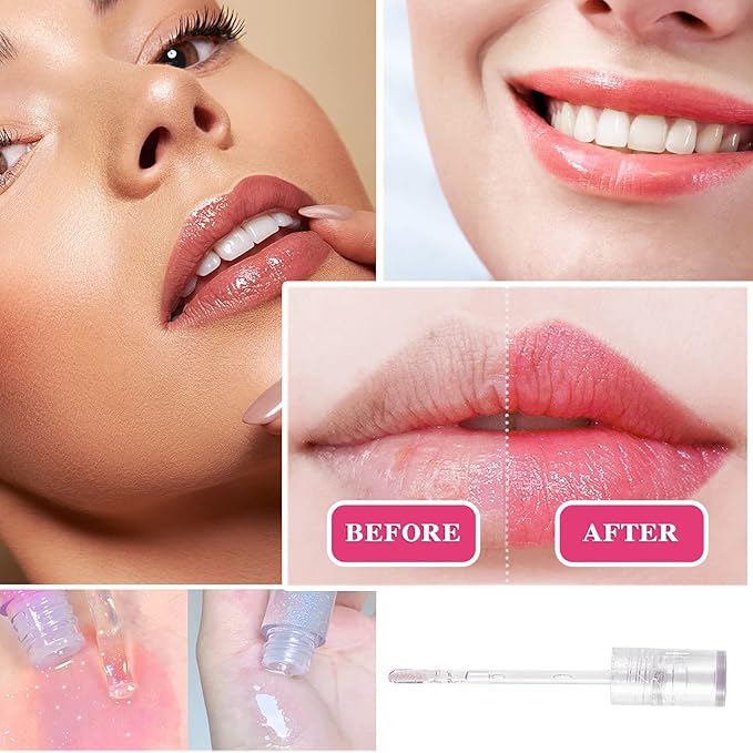 6 PCS Clear Glass Hydrating Lip Gloss Set,Essence Lip Stick Jelly Toothed Lip,Plumping Lip Oil Long Lasting Moisture,Lip Treatment,Lip Balm Kit,Lip Stains For Women,Lip Makeup-VivaGrace Women