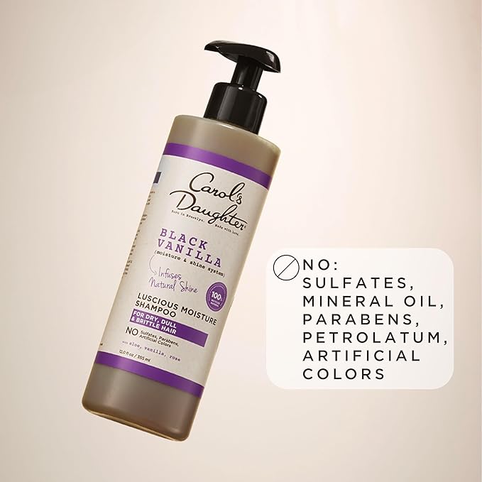 Carol's Daughter Black Vanilla Moisture Sulfate Free Shampoo for Curly, Wavy or Natural Hair, Moisturizing Hair Care for Dry, Damaged Hair, 12 Fl Oz-VivaGrace Women
