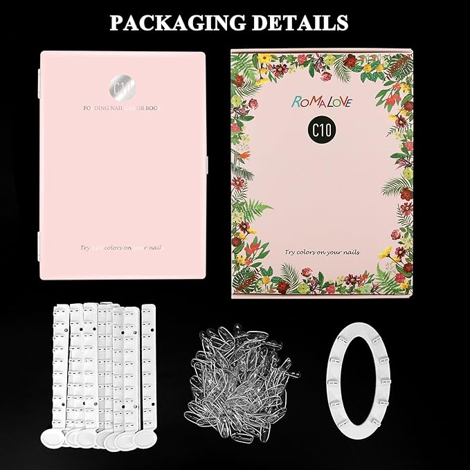 Nail Display Book 120 Nail Polish Swatch Book with Transparent Nails, Professional Nail Color Chart Display Book Sample for Gel Polish Nails