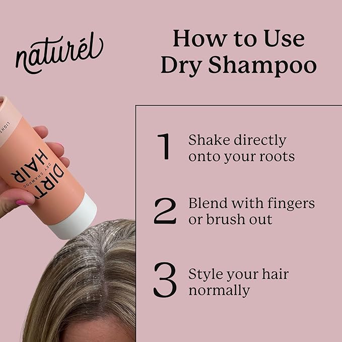 Naturel Dry Shampoo Volumizing Powder for Light and Dark Hair | Non-Aerosol, Made in USA, No Benzene, Vegan, Talc and Aluminum Free | Grapefruit Essential Oil | 2.6 OZ Plastic-Free Packaging-VivaGrace Women
