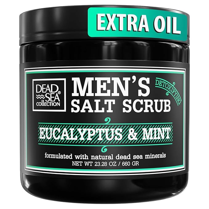 Salt Body Scrub Eucalyptus & Mint For Men– Moisturizes, Exfoliates & Nourishes Skin – Cleanses & Detoxifies with Dead Sea Minerals – Dead Sea Collection - 23.28 OZ-VivaGrace Women