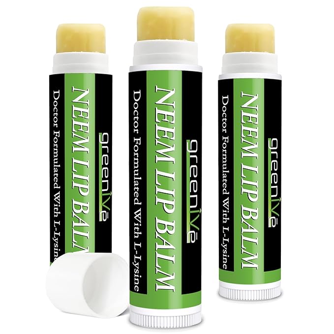GreenIVe Neem Lip Balm, Vegan Lip Moisturizer with L-Lysine, Soothe and Soften (3)-VivaGrace Women