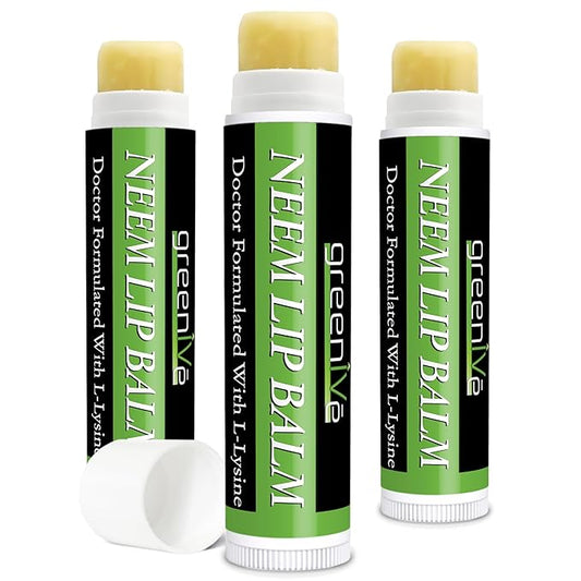 GreenIVe Neem Lip Balm, Vegan Lip Moisturizer with L-Lysine, Soothe and Soften (3)-VivaGrace Women