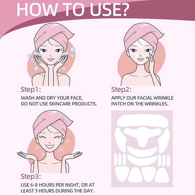 Face Wrinkle Patches – for Forehead Lines, Frown Areas, Smile Creases & Fine Signs – Overnight Anti-Aging Facial Stickers to Smooth Skin, Safe and Gentle for All Skin Types, 160 Pcs Included-VivaGrace Women