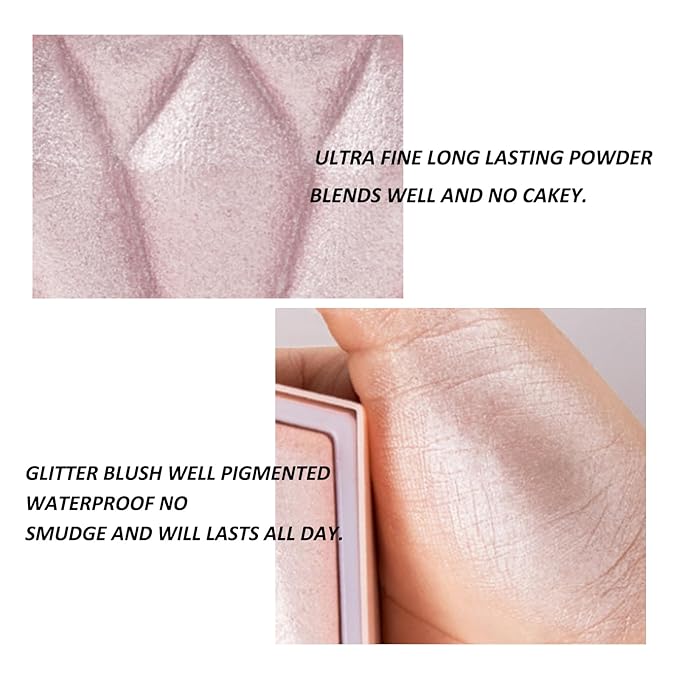 Boobeen Highlighter Makeup Palette, Baked Highlighter Bronzer Powder Palette, Shimmer Illuminator Contour Highlighter Powder for Face, Pearl Shine Shades Waterproof Long Lasting-VivaGrace Women