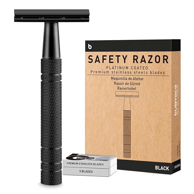 Matte Black Safety Razor, Single Blade Razors for Men, with 10 Stainless Steel Double Edge Blades, Reusable Metal 1 Blade Razor, Eco-Friendly, Smooth and Close Shave, Sustainable, Plastic Free-VivaGrace Women