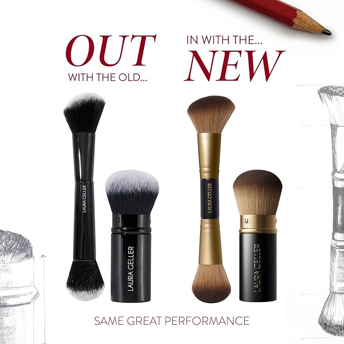 LAURA GELLER NEW YORK Face It All 2pc Makeup Brush Set - Retractable Airbrush Kabuki Brush + Dual-Ended Blush and Bronzer Brush-VivaGrace Women