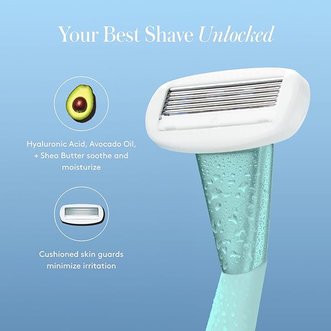 Women's Razor Shave Kit, 1 Mint Razor Handle + 6 Blade Refills-VivaGrace Women