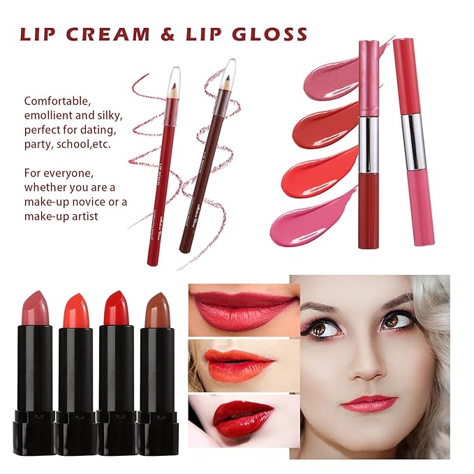 All in One Makeup Kit for Teens, 106 Pcs Professional Makeup Kit for Women Full Kit, Include Eyeshadow Palette, Lipstick Set, Concealer, Foundation, Lipgloss, Makeup Brush(Red)-VivaGrace Women