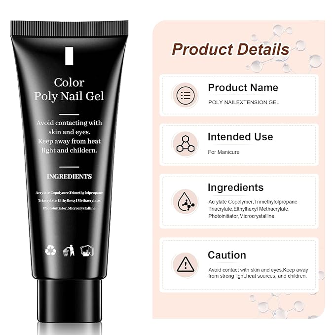 JEWHITENY 14 Colors Poly Gel Nail Kit 27 Colors Gel Nail Polish Kit With U V Light All In One Nail Art Starter Kit Suitable For All Seasons-VivaGrace Women