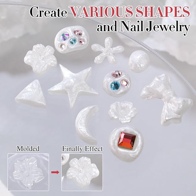 Double Rhythm 3D Nail Gel Pearl Solid Sculpting Gel for Nail Art Non-Sticky Hard Gel for Building Carving Molding Nail Extension Soak Off UV/LED Nail Art Salon Home DIY 0.5 Oz (Silver-Silk 01)-VivaGrace Women