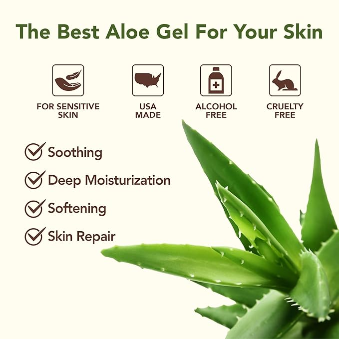 Amazing Aloe Vera Gel - Freshly Cut, 100% Pure Aloe, Premium Quality, Vegan, Unscented - Natural Sunburn Relief, After Shave, Skin, Face & Hair Care 12oz-VivaGrace Women