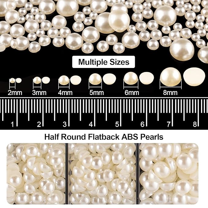 Flat Back Rhinestone+Half Round Pearl Kits Colorful Rhinestones+Beige Pearls With Picker Pencil And Tweezer For Home DIY And Professional Use-VivaGrace Women