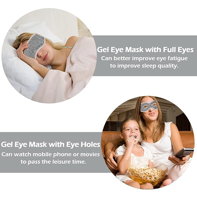 Permotary 2PCS Gel Eye Mask Reusable Hot Cold Compress Pack Eye Therapy,Therapeutic Gel Eye Spa Pad for Puffiness/Dark Circles/Eye Bags/Dry Eyes/Headaches/Migraines/Stress Relief-Gray&Black-VivaGrace Women