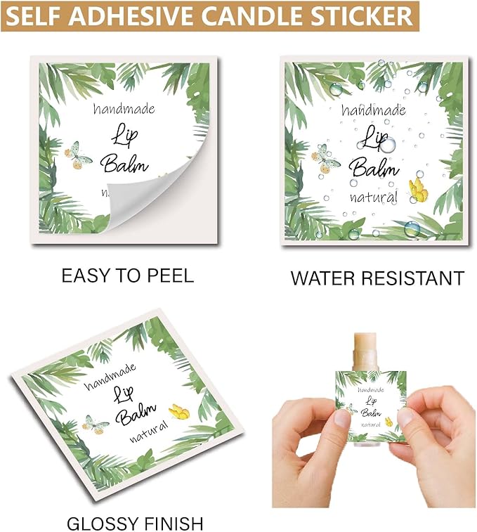 CRASPIRE 80Pcs 8 Styles Lip Balm Sticker Plant Butterfly Self-Adhesive Homemade Lip Balm Labels Vintage Square DIY Plant Label Stickers for Lip Balm Containers Cosmetics Lipsticks-VivaGrace Women