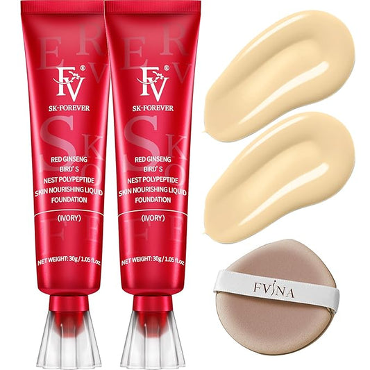 FV Waterproof Foundation, Lightweight & Medium Coverage Foundation with Matte Finish, Oil Control Long Lasting Liquid Foundation Makeup for Oily Normal Skin (Ivory)-VivaGrace Women