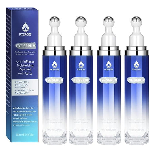 Under Eye Cream with 8% Caffeine & Retinol | Hyaluronic Acid, Niacinamide & Peptides | Eye Roller for Puffy Eyes, Dark Circles & Wrinkles | 2 fl. oz.…-VivaGrace Women