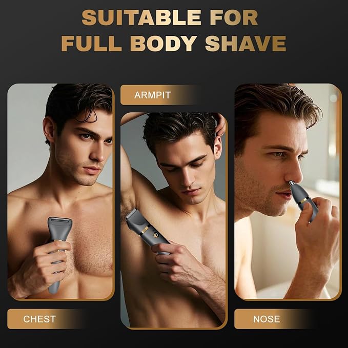 Body Trimmer for Men Ball Pubic Hair Trimmer Body Foil Shaver Razor Nose Ear Waterproof Wet Dry Groomer LED Display-VivaGrace Women