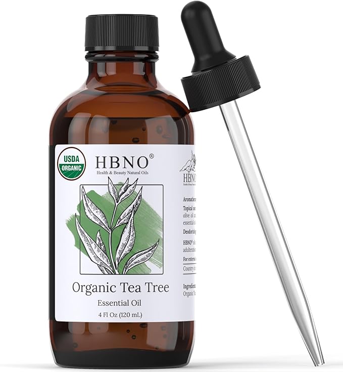HBNO California Bottled Organic Tea Tree Oil for Skin & Hair - 4 fl oz (120ml) - USDA Certified Organic Tea Tree Oil for Aromatherapy-VivaGrace Women
