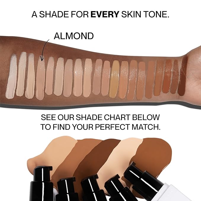 HIDE PREMIUM Liquid Foundation, Multi-Use Waterproof Foundation, Medium/Full Coverage Foundation, Shades for All Skin Types (See Shade Finder), Almond, 1 fl oz-VivaGrace Women