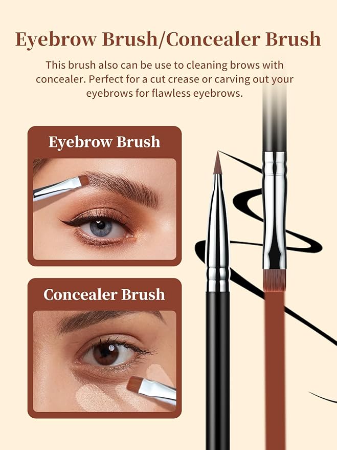 EIGSHOW Flat Eyeliner Brush, Professional Precise Eyebrow Concealer Brush for Sharp Defined, Eye Liner Application with Gel Liquid Cream Powder (E808)-VivaGrace Women