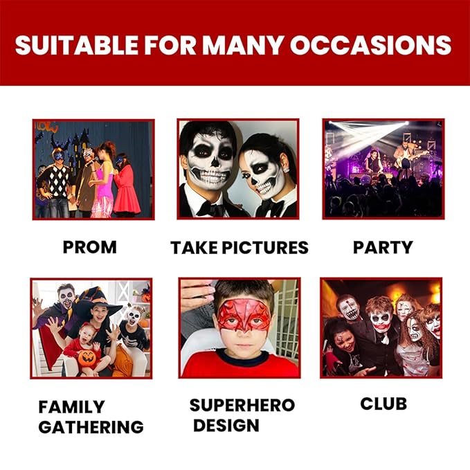 Clown Makeup Kit Face Paint Clown Wheel Black White Red Eye Black Football Softball Baseball Sports,Professional Halloween Joker Zombie Skeleton Vampire Makeup-VivaGrace Women