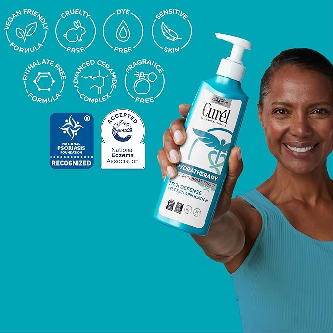 Curel Hydra Therapy In Shower Lotion, Itch Defense Body Moisturizer with Advanced Ceramide Complex, Vitamin E, & Oatmeal Extract, 12 Oz, Pack of 2-VivaGrace Women