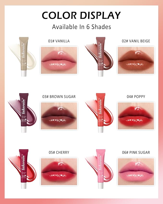 Lip Butter Balm Chrrey, Hydrating Tinted Butter Lip Gloss,Clear Lip Mask Lip Care Moisturizer, Smooth Lip Treatment Balm,Non-Sticky Jelly Glow Reviver Fat Lip Oil, Women’s Day Makeup Gift for Women-05-VivaGrace Women
