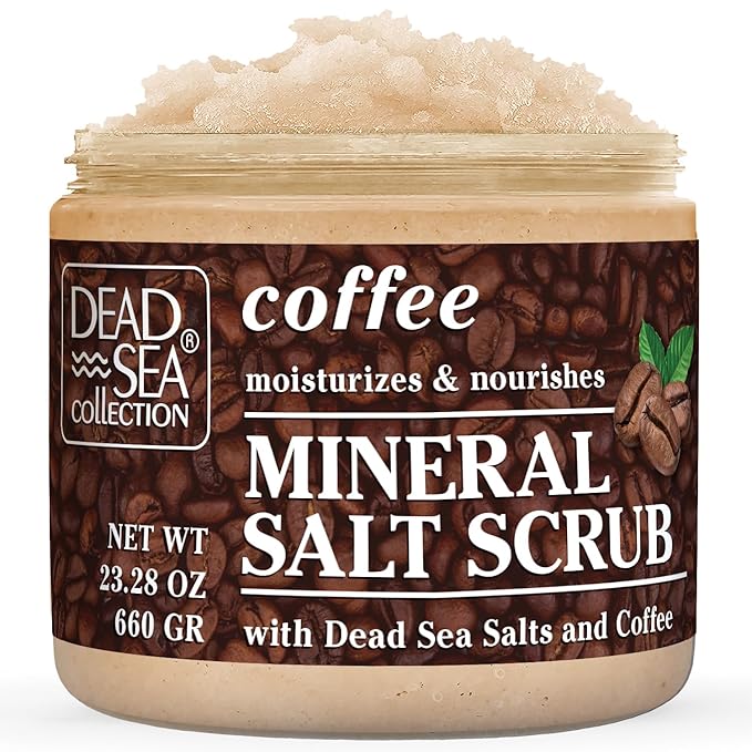 Dead Sea Collection Coffee Scented Salt Body Scrub - Large 23.28 OZ - with Pure Oils and Dead Sea Minerals-VivaGrace Women